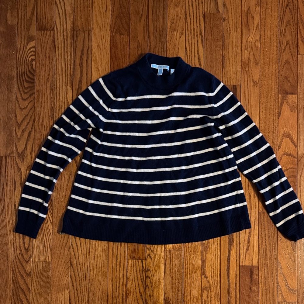 Draper James Navy and Cream Striped Sweater